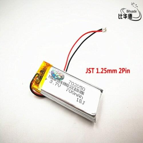 JST 1.25mm customized Good Qulity 3.7V,700mAH,702050 Polymer lithium ion / Li-ion battery for TOY,POWER BANK,GPS,mp3,mp4