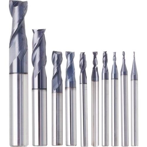 1-10mm HRC55 TiAlN 2 Flutes End Mill Cutter Tungsten Carbide Milling Cutter CNC Tool