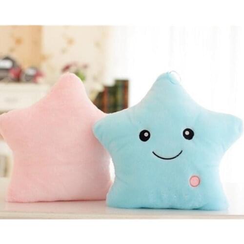 Colorful Luminous Starfish Pillow Soft Stuffed Plush Doll Cute Star Cat Paw Heart Shaped Light Up Pillow Holiday Gift for Kids