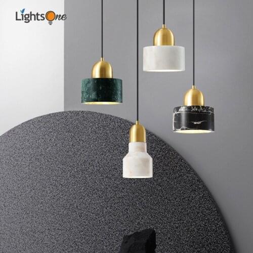 Nordic creative bedroom bedside copper pendant light luxury single head marble restaurant bar fixture pendant lamp