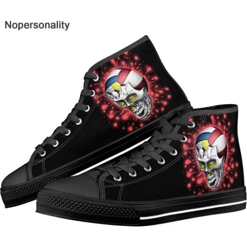 Nopersonality Black Sugar Skull Print Vulcanized Shoes for Men Cool High Top Canvas Shoes Breathable Man Sneakers Plus Size 48