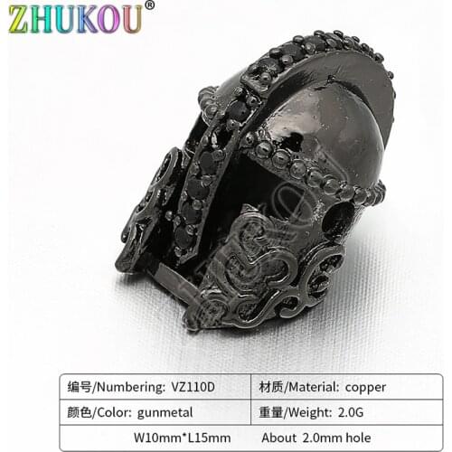 10*15mm Brass Cubic Zirconia Helmet Shape Beads for DIY Jewelry Findings Accessories, Model: VZ110