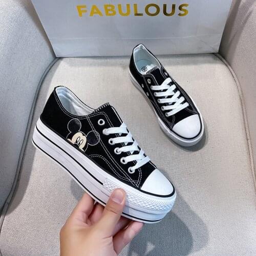 Disney Summer Graffiti Sponge Cake Bottom White Shoes Thick Increased Casual Student Girl Shoes All-match Fashion Sneakers