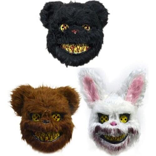 Cosplay Masque Tricky Mask Evil Bloody Rabbit Mask Halloween Horror Masks Masquerade Party Mask Model Plush Toy