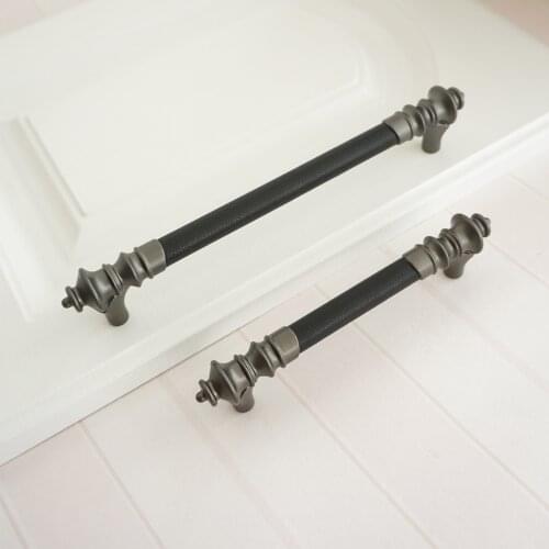 MFYS 5'' 7.56'' Zinc Alloy Cabinet Handles Leather Cupboard Drawer Dresser Pulls Kitchen Cupboard Pull Handle Furniture Hardware