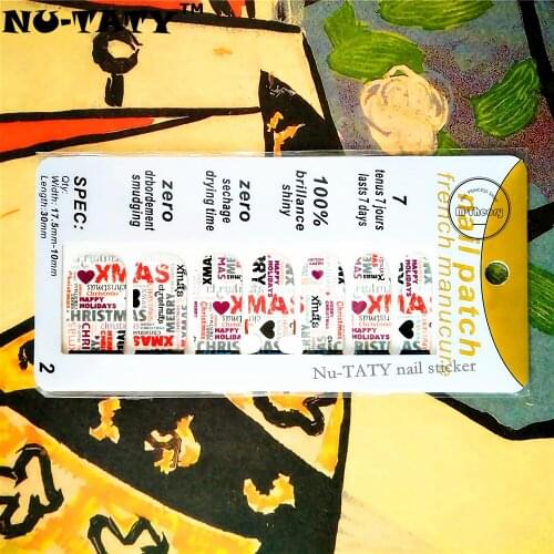 Nu-TATY Merry Xmas Happy New Year Nail Sticker 14 pcs/set Waterproof Nail Decals Art Stickers Gel Polish Manicure Beauty Makeup