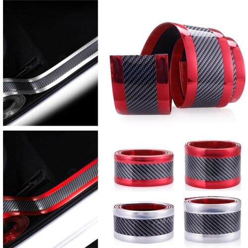New 1m/39inch DIY Car Door Sticker 4D Carbon Fiber Rubber Sill Protector Edge Guard High Quality Anti-Scratch Beautiful#295836