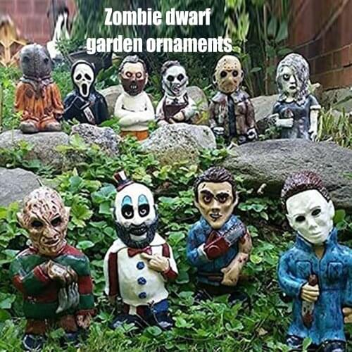 New 2021 Horror Movie Garden Gnomes Undead Halloween Sculpture for Outdoor Patio Yard LawnN