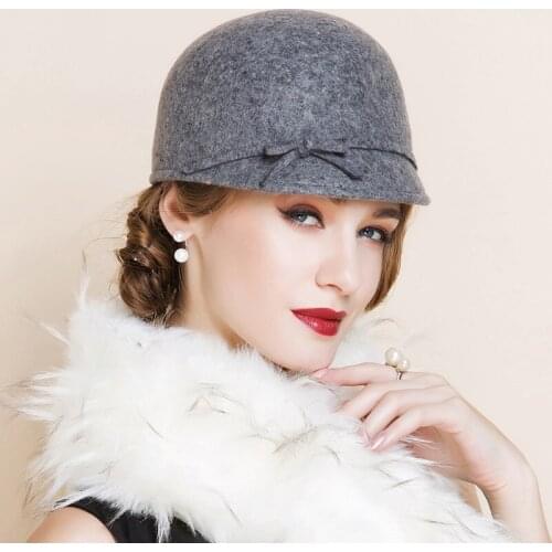 New Arrival Fashion Autumn Hat Fashion Wool Fedoras Cap Female All-match Wool Woolen Cap Leisure Cap England Dome Cap B-7504