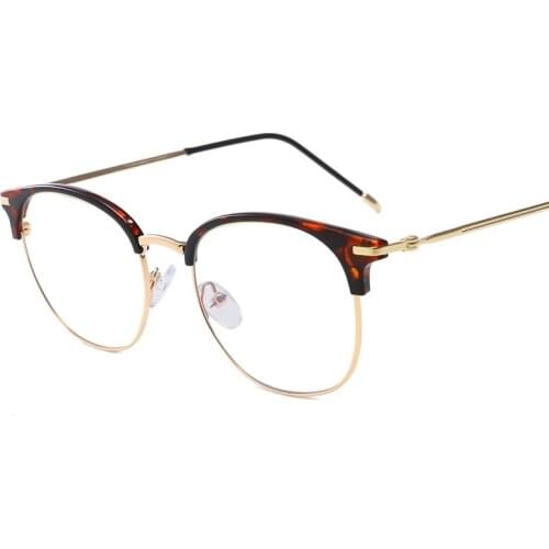 Optical Glasses Frame Women Men ANTI-BLUE Round Oversized Eyeglasses Frames Metal Wrap Spectacles Clear Lenses Glasses YX9196