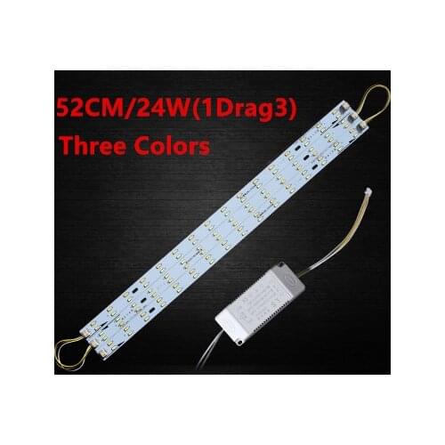 Led Ceiling Lamp Reconstruction Rectangular Light Bulb Light Bar Lamp Beads Core Board Three Colors Bright 52cm 24W 1 Drag 4