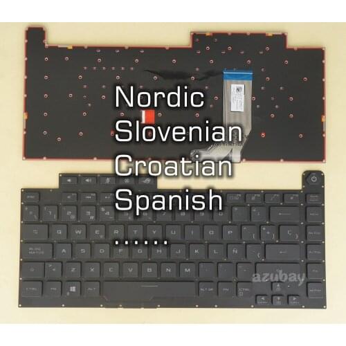 Nordic Spanish Slovenian Croatian Keyboard For ASUS ROG G531GW G531GV V184262AE1, 0KNR0- 4614SP00 4614ND00, Per-Key RGB Backlit