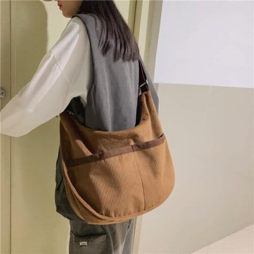 Large Capacity Ladies Shoulder Bag Casual Corduroy Lady Messenger Bag Fashion Lady Shopping Bag Popular Travel Bags Luxury Bags