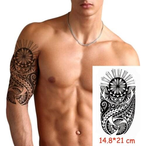 Waterproof Temporary Tattoo Sticker black totem light flower tatoo water transfer fake tatoo flash tatto Woman Man kid
