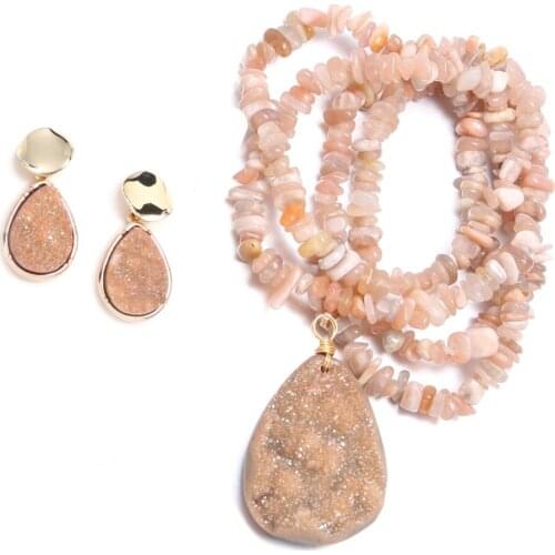 High Quality Crystal Earring Irregular Earring With Length 80cm Necklace Simplicity for Women Glamour Jewelry Set Gifts