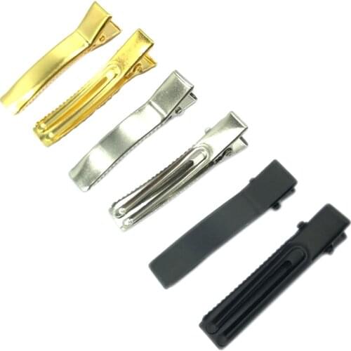 20Pcs/Lot 35mm 50mm Gold Silver Black Double Prong Metal Alligator Hair Clips Hairpins Korker Bow