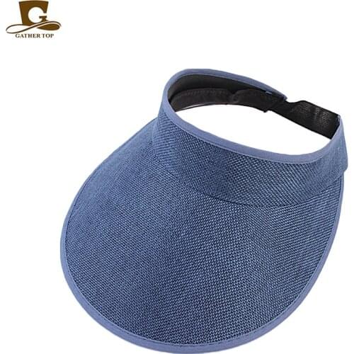 Women empty Top sun hat 2019 new fashion outdoor Summer Style hemp sports baseball cap Plastic Sun Visor Hat Free Shipping
