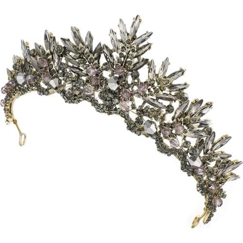 Diadem Mariage Wedding Crown Queen Bridal Tiaras Crown Black Crystal Headband Wedding AccessoriesHair Jewelry Ornaments