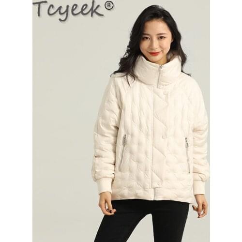 Tcyeek 2021 Fashion Womens Puffer Jacket Winter White Duck Down Coat Femme Short Thick Parka Ladies Chaquetas Para Mujer SQQ531