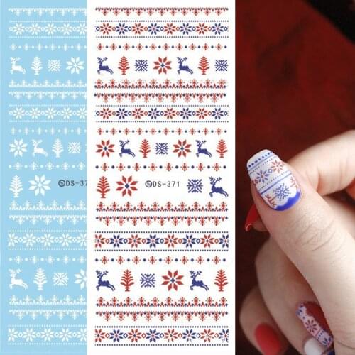 1pc Water Transfer Nail Art Stickers Decals Nails Decorations Manicure Tools Christmas Tree Santa Claus Snowman Design