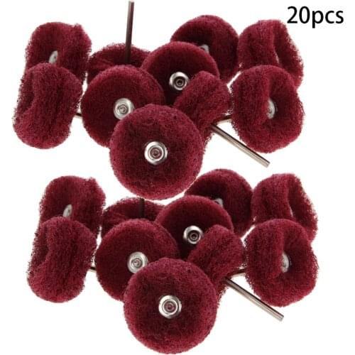 Utoolmart 10/20/30pcs Double Layers Scouring Pad Red/Green 38mm Dia Nylon Brushed Grinding Head With 3mm Carborn Steel Handle