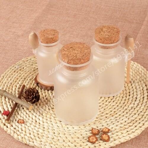 10 X 100G,200G,300G ABS Bath Salt Bottle, Powder Plastic Bottle with Cork Jar with Wood Spoon, Bath Salt Packaging Bottle