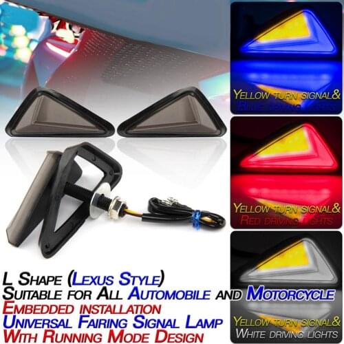 2PCS Motorcycle Turn Signal Embedded Installation Triangular Light Guide L-shaped LED Side Turn Signal Light Motorcycle LED Lamp