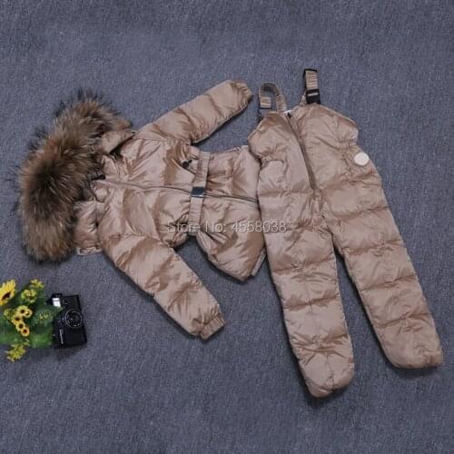 -30 degrees Girls clothing warm Down jacket for girl clothes 2018 Winter Thicken Parka real Fur Hooded Children Outerwear Coats