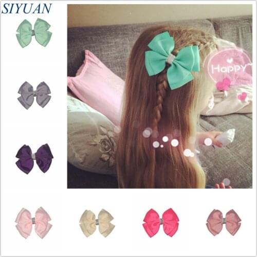 32pcs/lot Eco-friendly Double Layer Grosgrain Bow with Hair Clip Girl Hairpin Daily Sweet Headwear Bow Size 4.5*3.8'' FC124