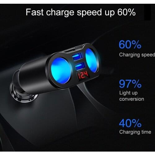 5V 3.1A Car Cigarette Lighter Socket One For Three Car Charger Cigarette Lighter Socket Splitter Plug LED Display