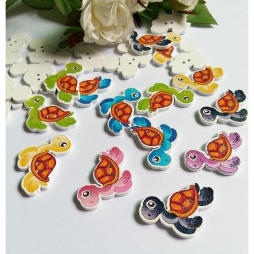 50pcs Turtle Shaped Wooden Buttons Scrapbooking Mixed DIY 2-Holes Wood Button Sewing Accessories For Handmade decorative