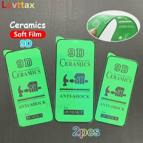 2Pcs 9D For iPhone 12pro max 11 Anti-shock Ceramic Film Pro For iphone XR XS Max X 8 7 6 Plus Full Cover Soft Screen Protector