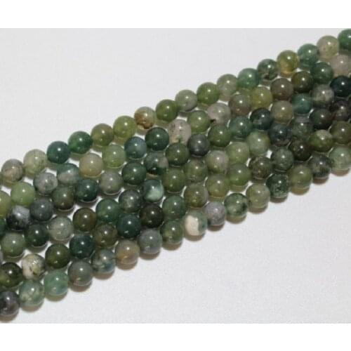 Natural Moss Agate Green Onyx Gemstone 4 6 8 10 12mm Round Loose Beads Accessories Necklace Bracelet Earring DIY Jewelry Making