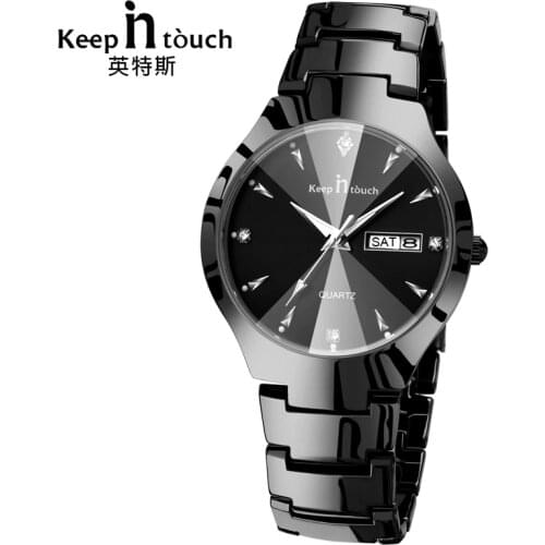 KEEP IN Touch Luxury Brand Quartz Black Watch Men Fashion Casual Hand Calendar Mens Watches Luminous Man Clock erkek kol saati