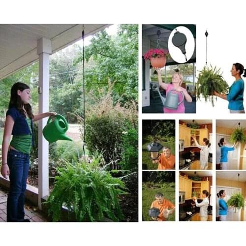 Flower Basket Hook Liftable Telescopic Plant Pulley Easy Reaching Pulley Plant Hanging Flower Basket Hook E7