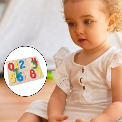 Wood 0-9 Number Puzzle Board Early Learning Educational Developmental Motor Skill Sensory Toys for Kids