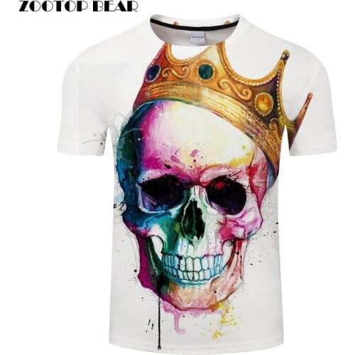 Skull Crown 3D Print t shirt Men Women tshirt Summer Cartoon Short Sleeve O-neck Tops&Tees Streetwear 2018 Drop Ship ZOOTOP BEAR