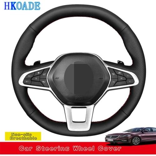 DIY Hand-stitched Black Artificial Leather Car Steering Wheel Cover For Renault Clio 5 (V) 2019-2020 Captur 2 2020 Zoe 2020