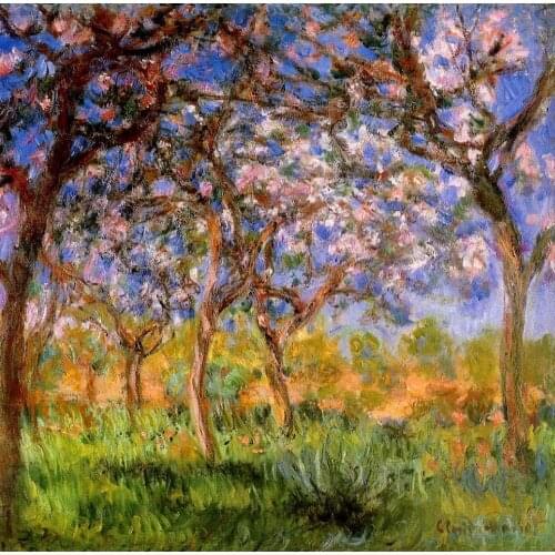 100% handmade landscape oil painting reproduction on linen canvas,giverny-in-springtime-1900 by claude monet,Free DHL Shipping