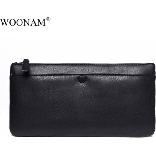 WOONAM Unisex Wallet Men Wallet Women Wallet Zippy Clutch Luxury Quality Card Holder Phone Wallet Genuine Italy Calf Leather