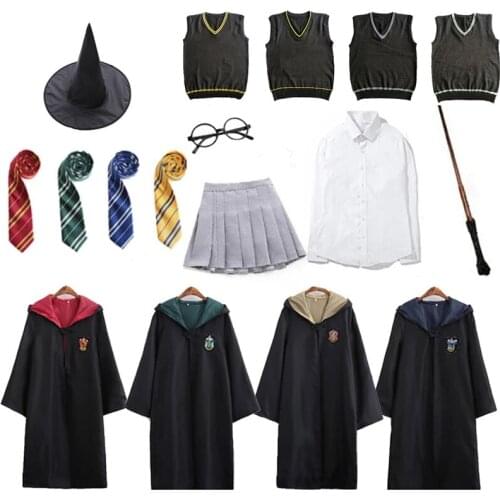 Outfit Magician Cosplay Costume Robe Cape Sweater Tie Cosplay Clothes School Uniform Halloween Costume For Kids Adult