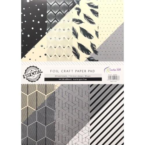 Creative Path A4 Foil Design Scrapbooking Craft Paper Pad 28 Sheets Cards DIY Cardmaking Background Pattern Decoration Acid Free