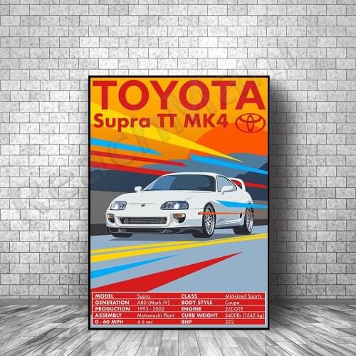 Hot selling retro vintage car poster Supra TT MK4 decorative modern art canvas prints bedroom living room wall painting