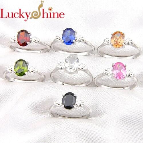 Luckyshine New Arrival Rings For Women Colorful 925 Charms Engagement Silver Rings Jewelry Anniversary Dainty