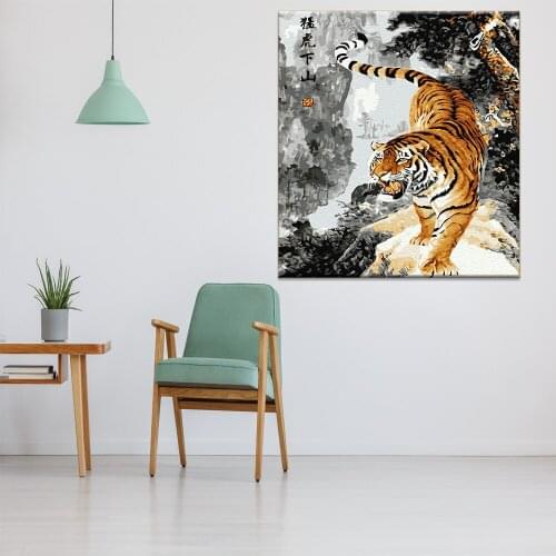 Painting By Numbers Animals Tigers Pictures Drawing Set Decorative Canvas Paintings For Home Art Supplies Handmade New Year Gift