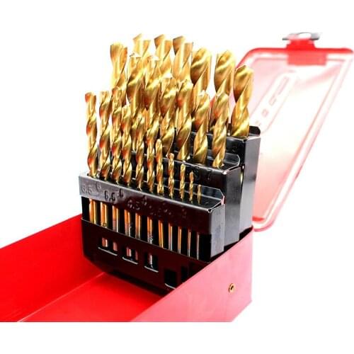 25pcs M35 Cobalt Drill Bit Set High Speed Steel Twist Hole With Metal Case For Wood Working
