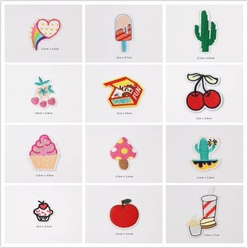 Cherry Apple Cake Patches Cap Shoe Iron On Embroidered Appliques DIY Apparel Accessories Patch For Clothing Fabric Badges BU161