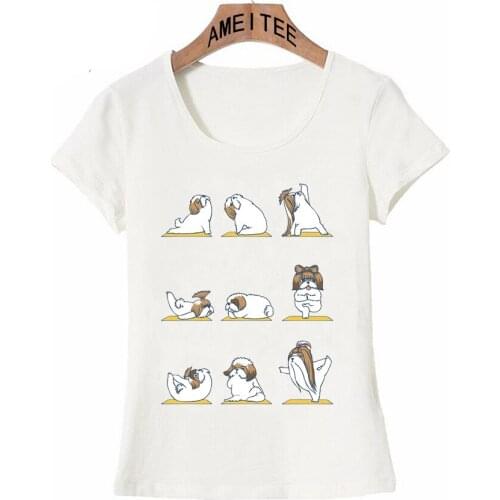 New Lovely Pet Shih Tzu Yog-a beautiful Yug Art t-shirt Cute Women T-Shirt Female casual Tops Summer Casual Tee shirt