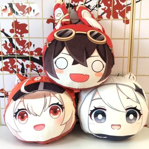 New Anime Genshin Impact Paimon Klee Amber Hand Warmer Throw Pillow Cushion Warm Winter Cartoon Plush Toys 46*43*18cm Cosplay