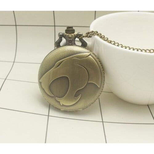 New Arrival Bronze Wolf Mouth Quartz Pocket Watch Pendant Necklace Colorful Dial Fob Watch Mens Womens Xmas Gift Watch